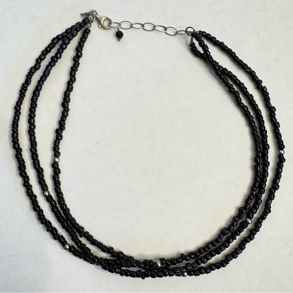 SILPADA Triple 3 Strand Black Glass Beads & Sterling Silver Beads Necklace - Picture 12 of 16